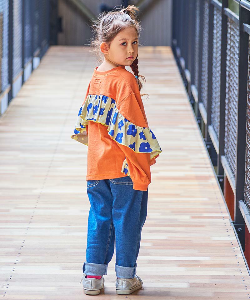 フラワープリントバックフリルトレーナ－ ｜ トップス ｜ 子供服の 