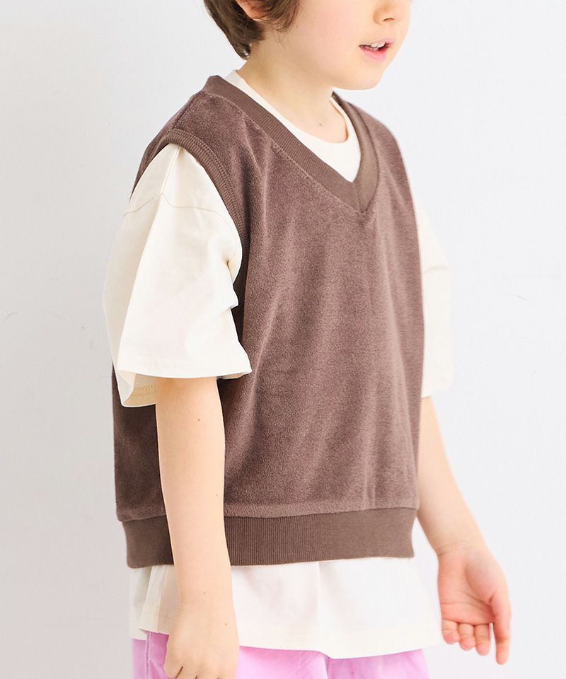 Barns Outfitters GOMA-SIO Vネックベスト Vネックニットベスト(110~130cm)(110cm ブラック): トップス