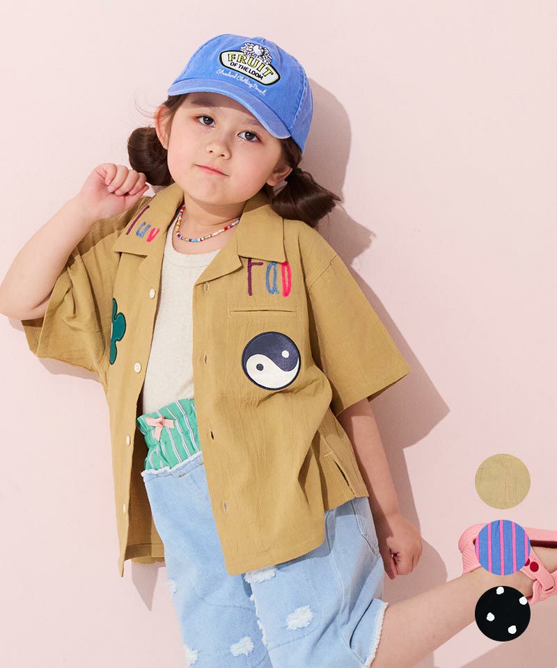 パッチオープンカラーハンソデシャツ ｜ トップス ｜ 子供服の