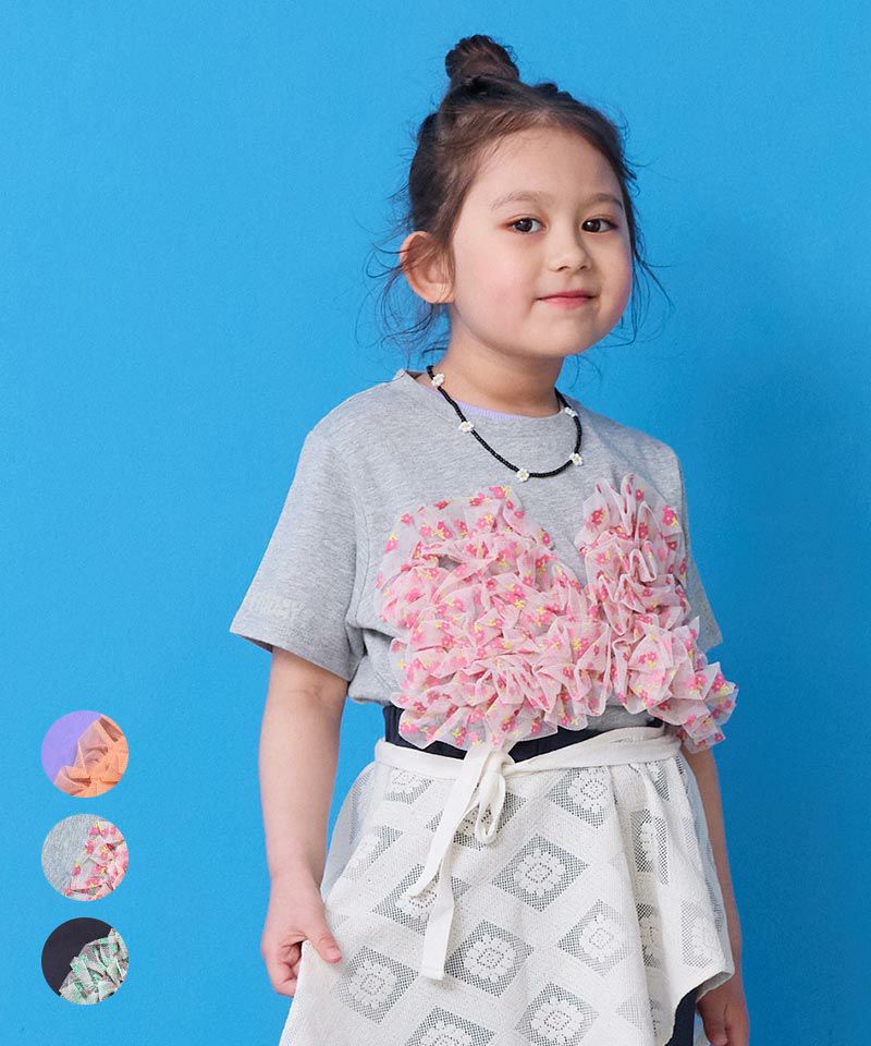 チュールランダムフリルTシャツ ｜ トップス ｜ 子供服の