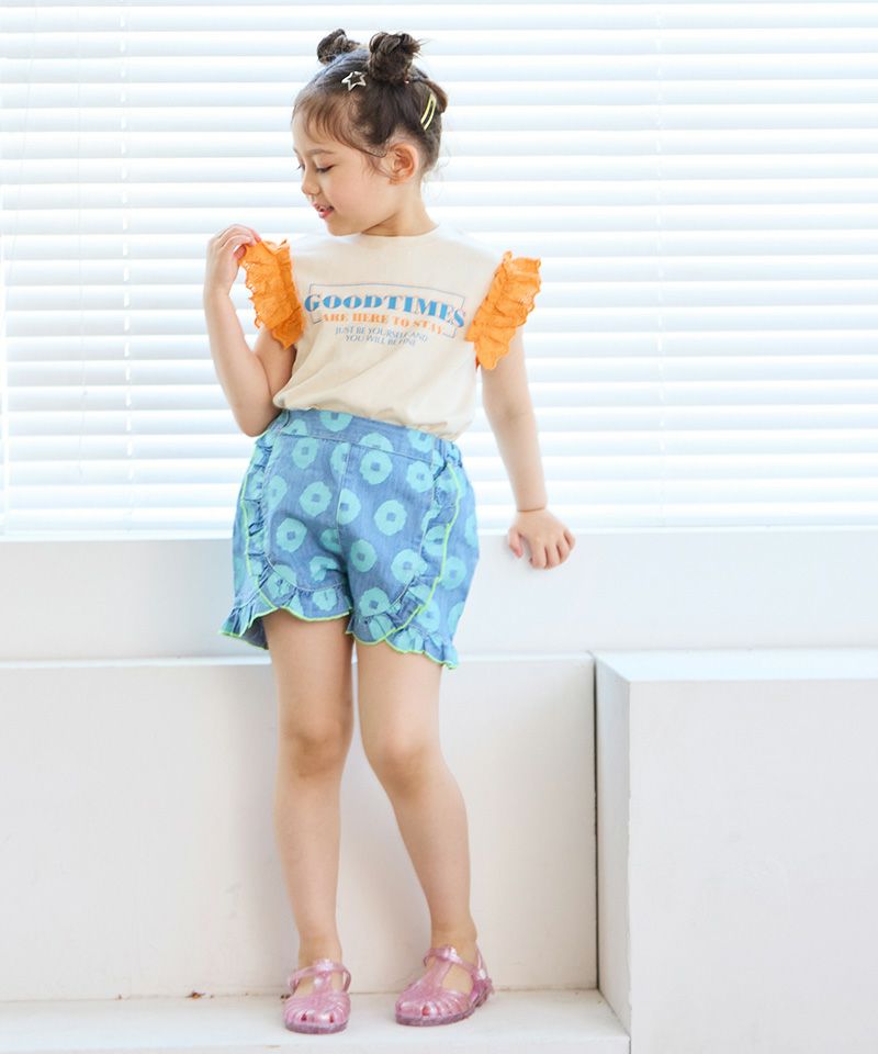 はなはなデニムフリルキュロットパンツ ｜ ボトムス ｜ 子供服の