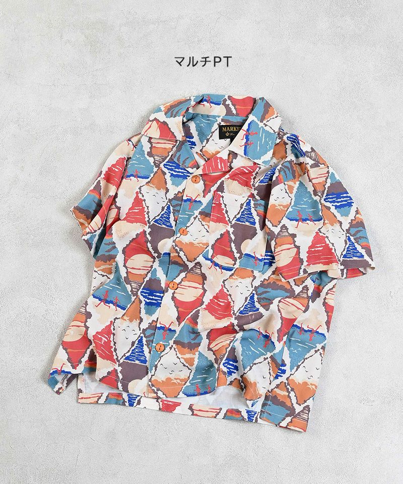 ap21FR2×9090 総柄 オープンカラーシャツ FR2 9090 Open Collar Shirts オープンカラーシャツ グレー