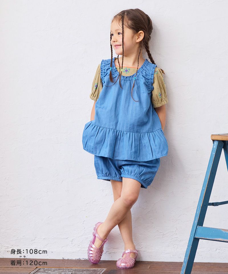 注目ショップ・ブランドのギフト ノースリーブフリルチュニック ｜ トップス ｜ 子供服のセレクト トップス
