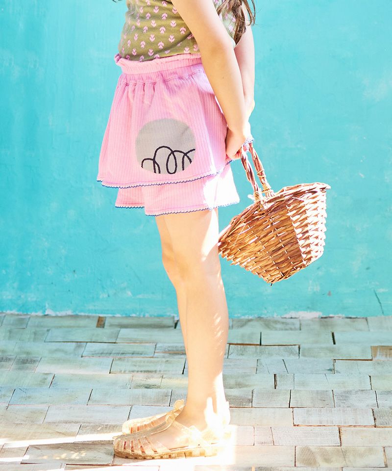 DT♪RIETI プリントクロップドパンツ ズボン BELLUNA PLUS パンツ ストレッチ裾リボンクロップドパンツ股下