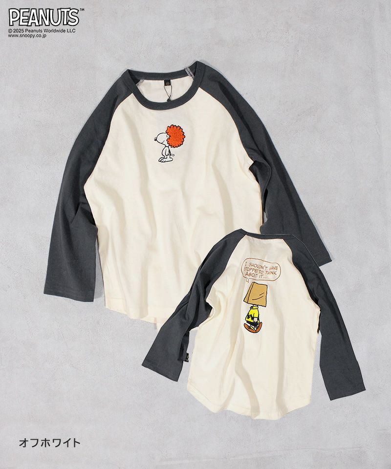 （48）SNOOPY'S ラグランTシャツ ホワイト/バーガンディ 48）SNOOPY'S ラグランTシャツ ホワイト/バーガンディ 【SNOOPY