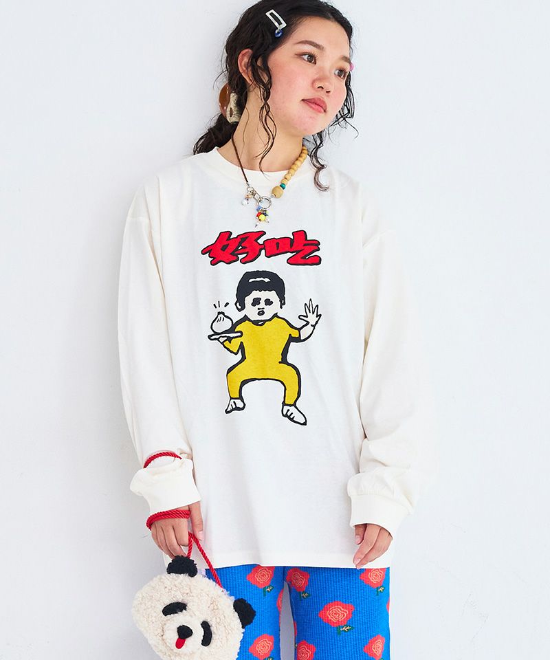 Margo Yoomo 麻　フード付きシャツ ウェーブジャガード柄フェイクレイヤードクルーTee｜メンズ