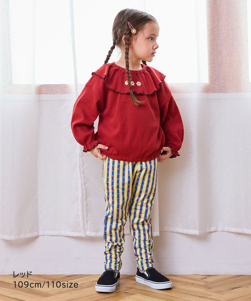 トップス melon&marron. 両面ワッフル襟刺繍メローカットソー【販売店舗限定アイテム