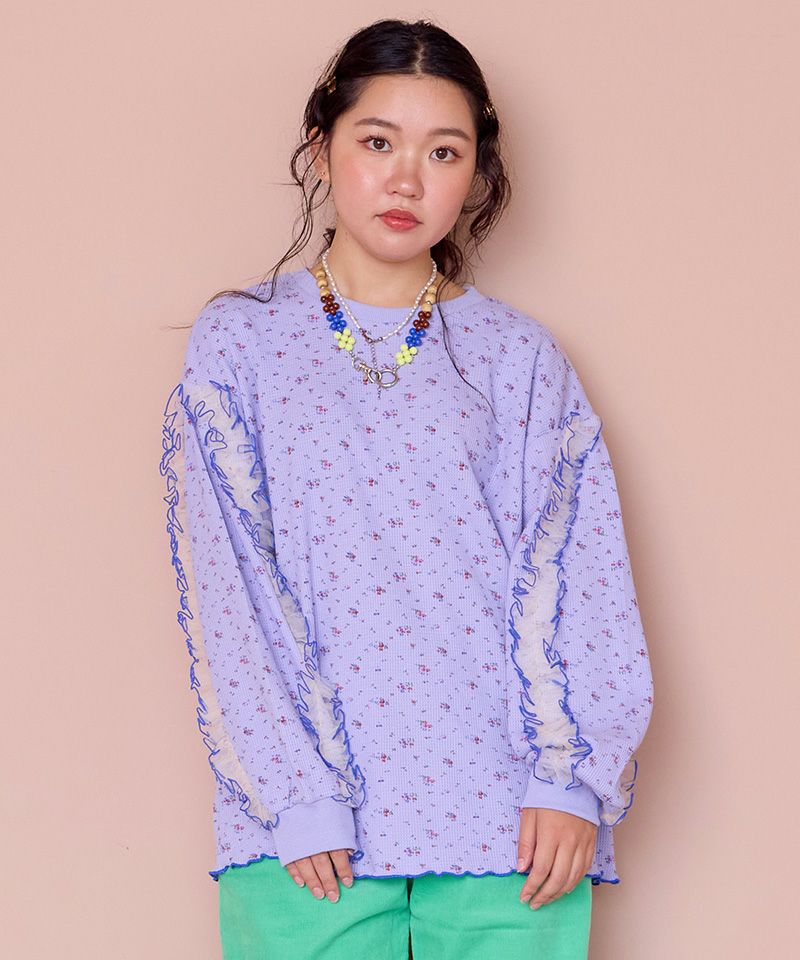 Hungry Heart】袖チュールワッフルロンT(大人サイズ) ｜ トップス