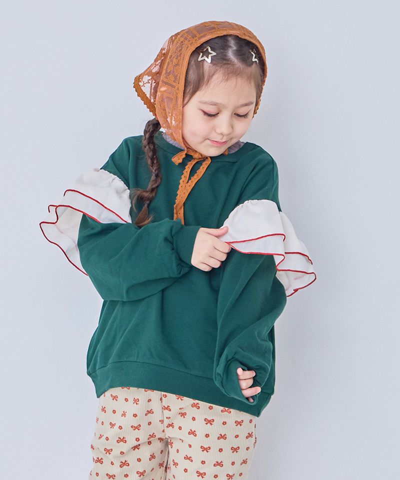 MERRYME フリルトレーナー 毛玉バイバイ裏起毛】【どちらが前でもOK】フリルフリルスウェット