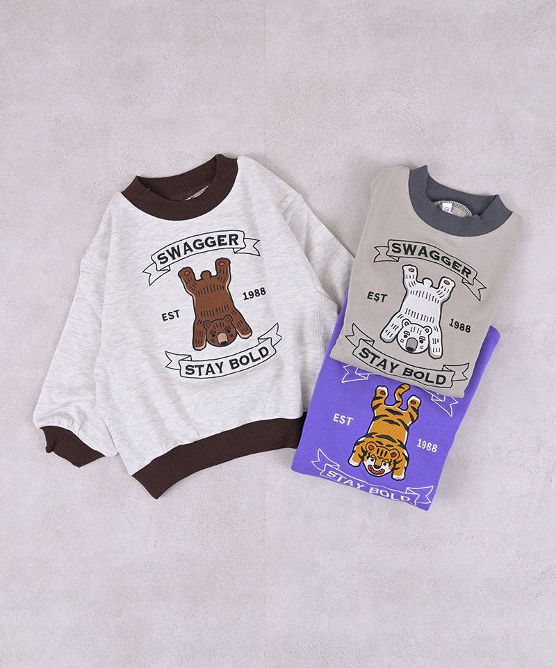 裏毛動物刺繍脇リブトレーナー【販売店舗限定アイテム】 ｜ トップス