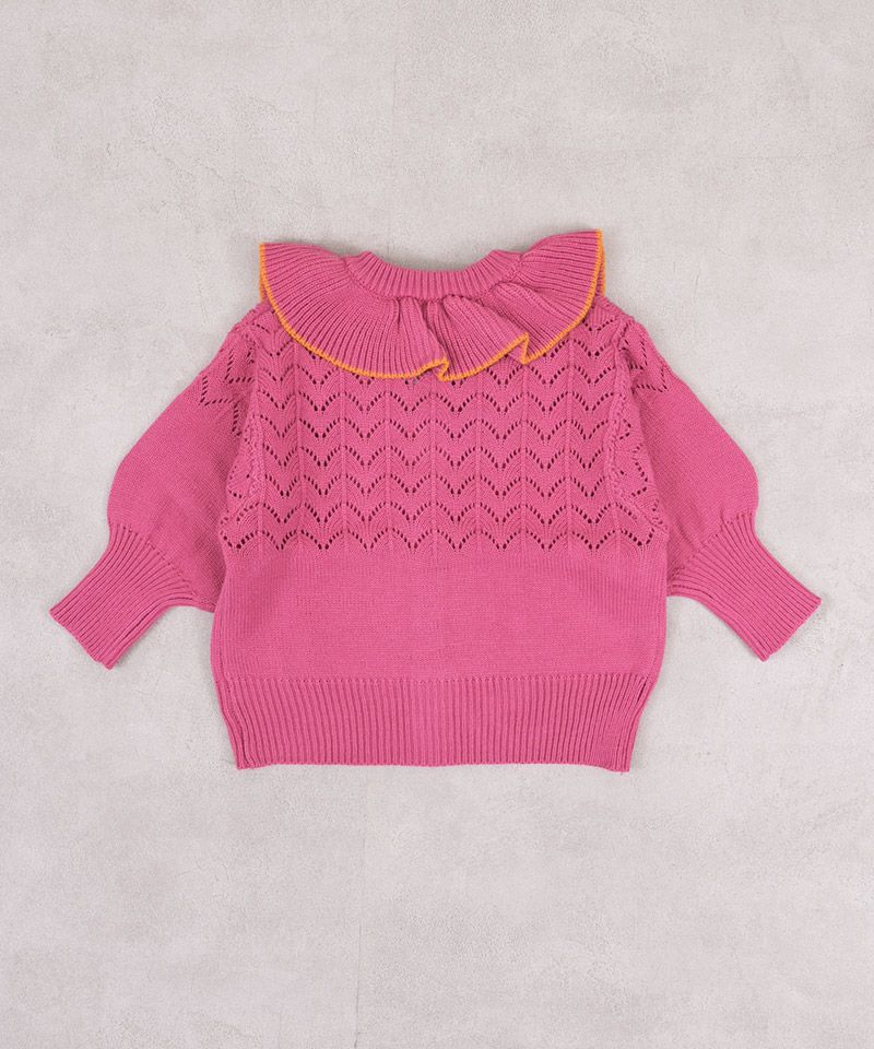 ミニフリルニットカーディガン マシンウォッシャブル】フリルカラーニットカーディガン ｜ アウター