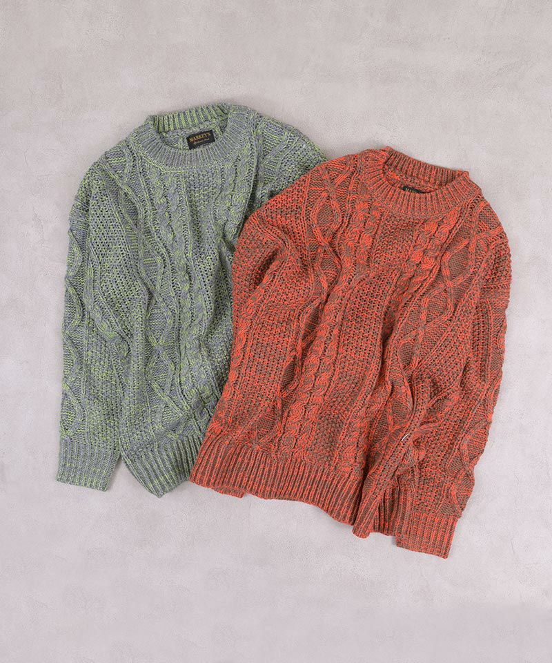 マシンウォッシャブル】ミックスニットアランセーター／大人サイズのみ