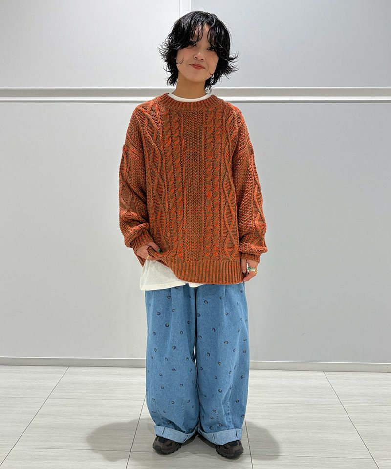 マシンウォッシャブル】ミックスニットアランセーター／大人サイズのみ
