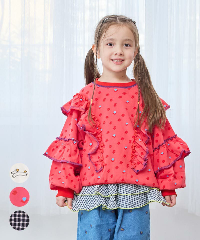 100cm】ダブルビー 長袖総柄 Tシャツ グレー トレーナーセット 楽天