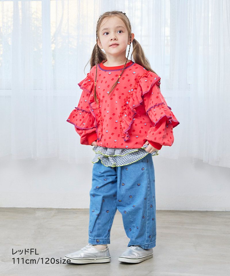 総柄ダブルフリルトレーナー ｜ トップス ｜ 子供服のセレクトショップ