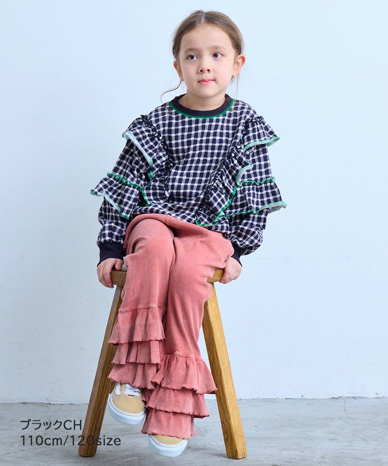 総柄ダブルフリルトレーナー ｜ トップス ｜ 子供服のセレクトショップ