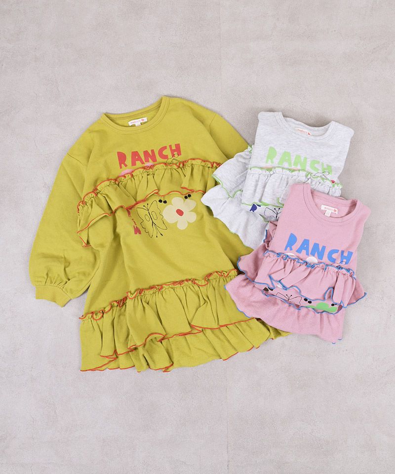 ウラケモチーフプリントフリルワンピース ｜ ワンピース・ジャンパー