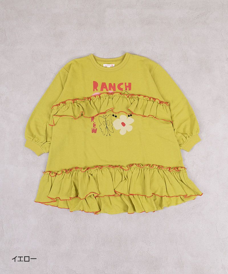 ウラケモチーフプリントフリルワンピース ｜ ワンピース・ジャンパー