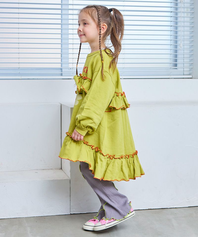 裏毛モチーフプリントフリルワンピース ｜ ワンピース ｜ 子供服の