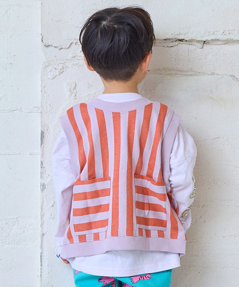 ミニ裏毛ストライプベスト ｜ アウター・ジャケット ｜ 子供服の